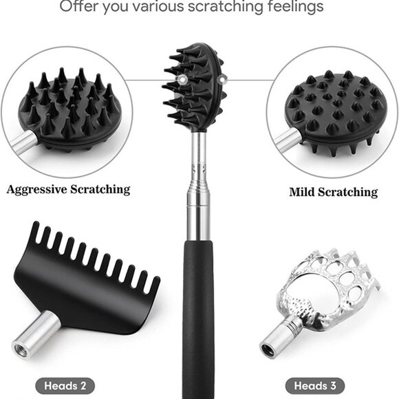 NEW Telescoping Back Scratcher with 3Pcs Detachable Scratching Heads, - Picture 6 of 8